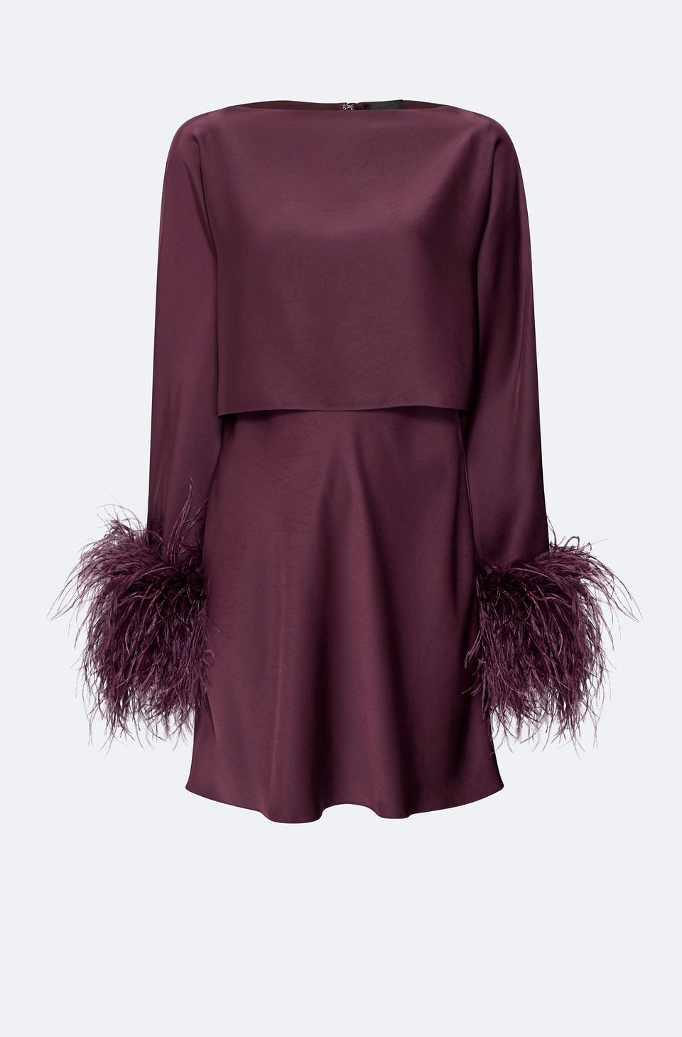 Lightweight Satin Layered Mini Dress With Feathers - LAPOINTE