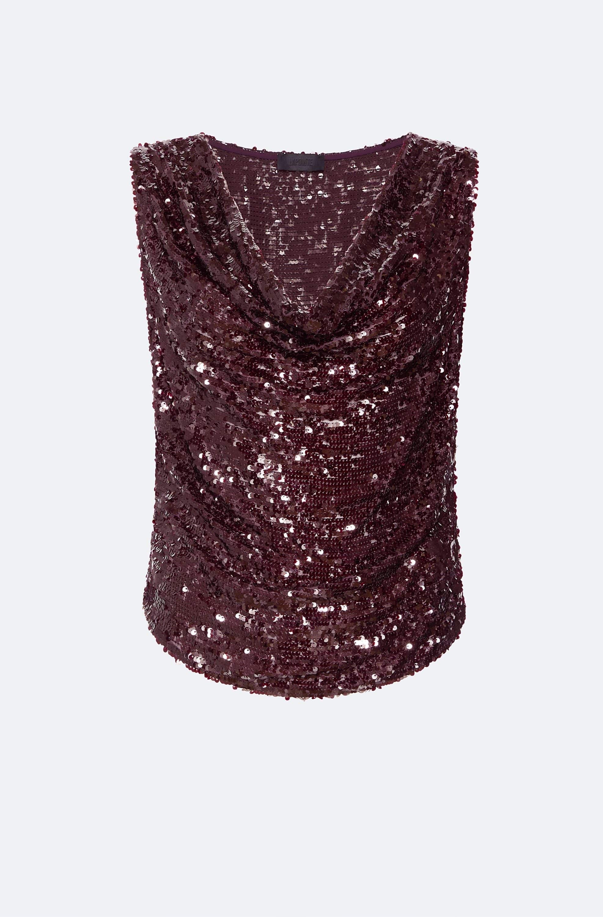 Sequin Cowl Neck Top - LAPOINTE