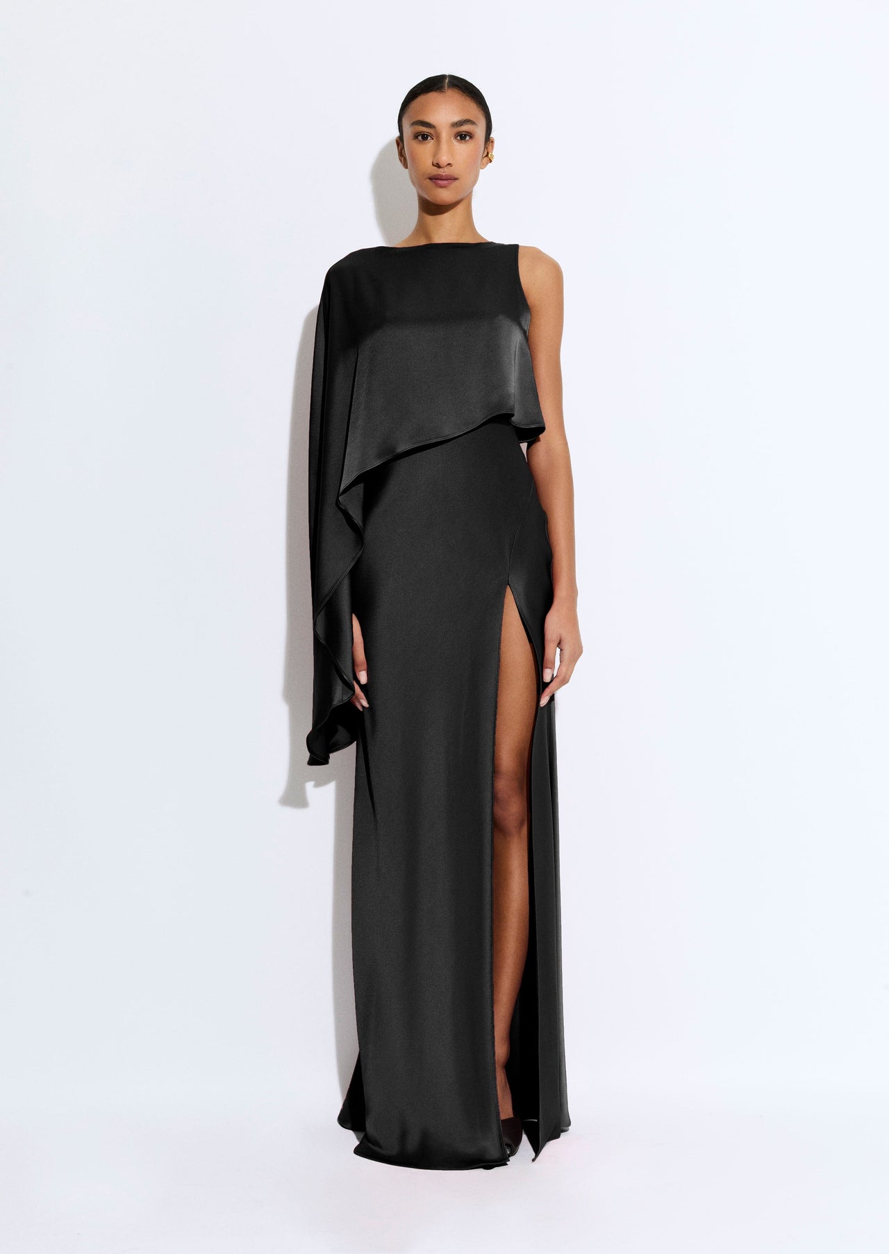 Satin Asymmetric Draped Gown - LAPOINTE