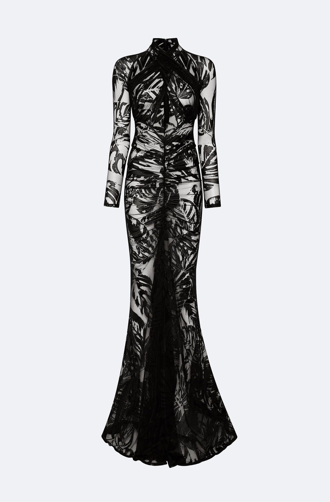 Burnout Jersey Halter Ruched Gown - LAPOINTE
