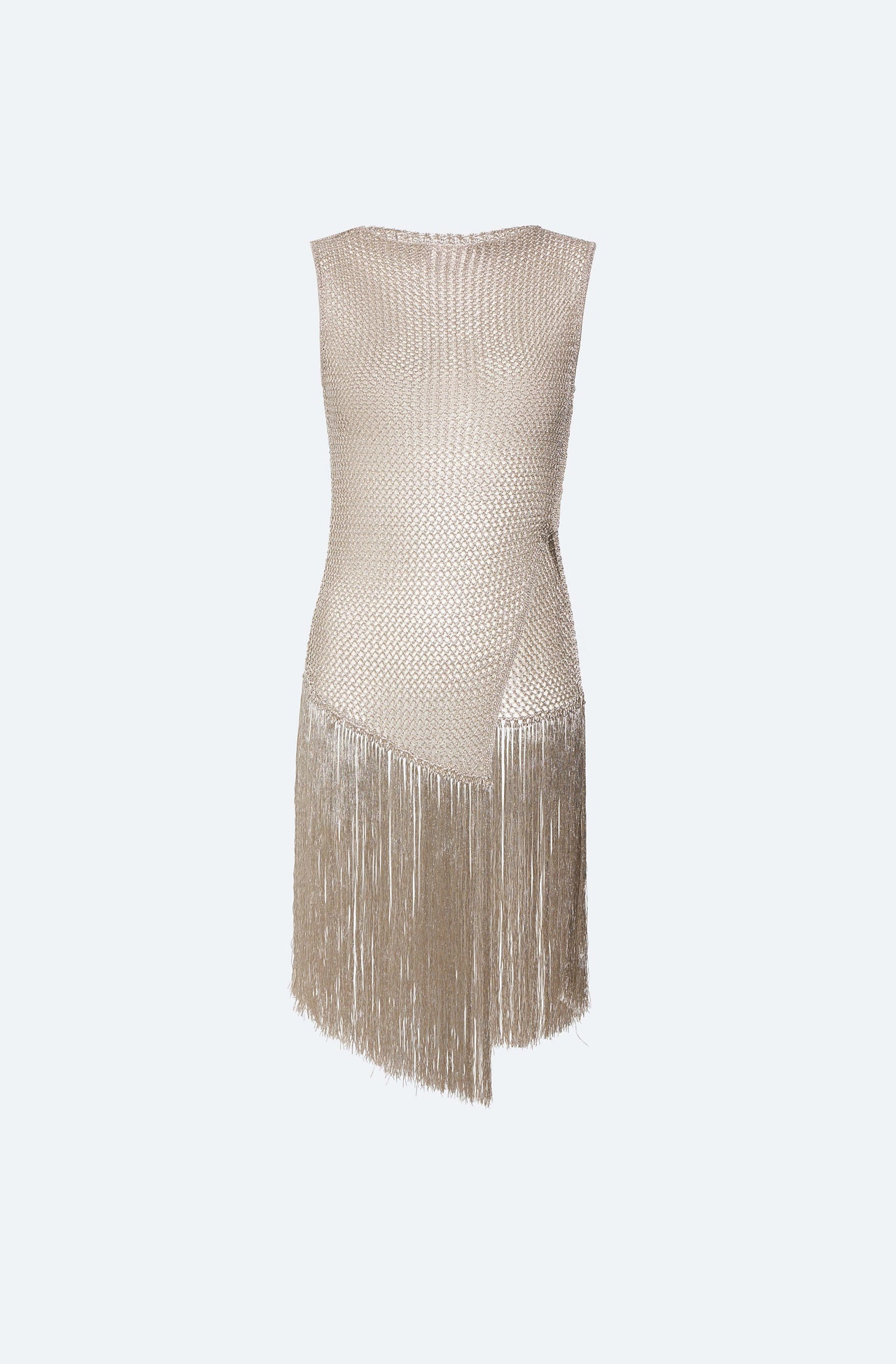 Metallic Netting Fringe Asymmetric Top - LAPOINTE